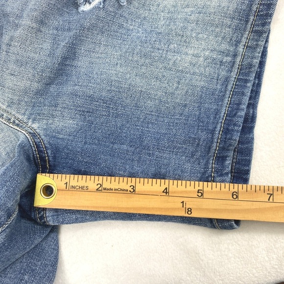 Maurices Blue Denim Shortalls Womens Large Bib Overall Shorts Distress Destroyed - Picture 8 of 8